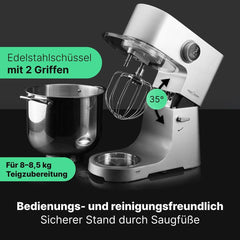 Proficook® Küchenmaschine Mit XXL 12L Schüssel | Knetmaschine con motor profesional de larga duración de 2500 W | Metallgetriebe y pantalla LED | Procesador de alimentos para bis zu 8,5 kg de masa | 13 velocidades | PC KM 1254 Tienda Naty Madre e Hijo