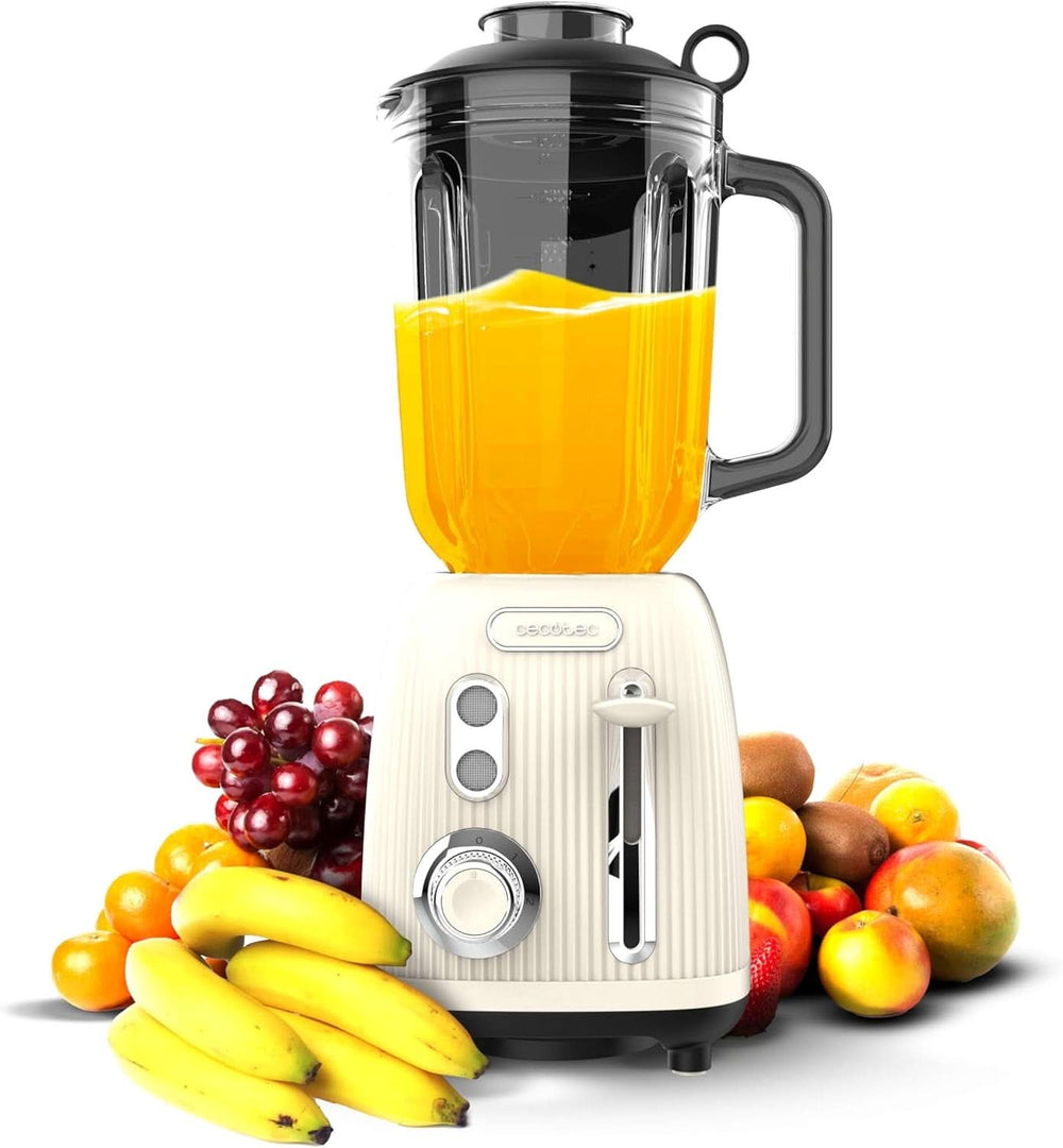 Cecotec Batidora amasadora Retro Power Negro Titanio Retroverde. 1200W Maximale Leistung, 2 Geschwindigkeiten, 4-Klingen-Messer Mit Schwarzer Titanbeschichtung Und 1.5L Krug, Vintage-Design in Grün Bucatarie Naty Shop Beige