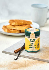 Fuchs Gewürze - Zimt Zucker Vanille - Gewürz zum Versüßen von Wafeln, Milchgetränken oder Joghurt - aus natürliche Ingrediente - 100 g en wiederverwendbarer, recyclebarer Dosis