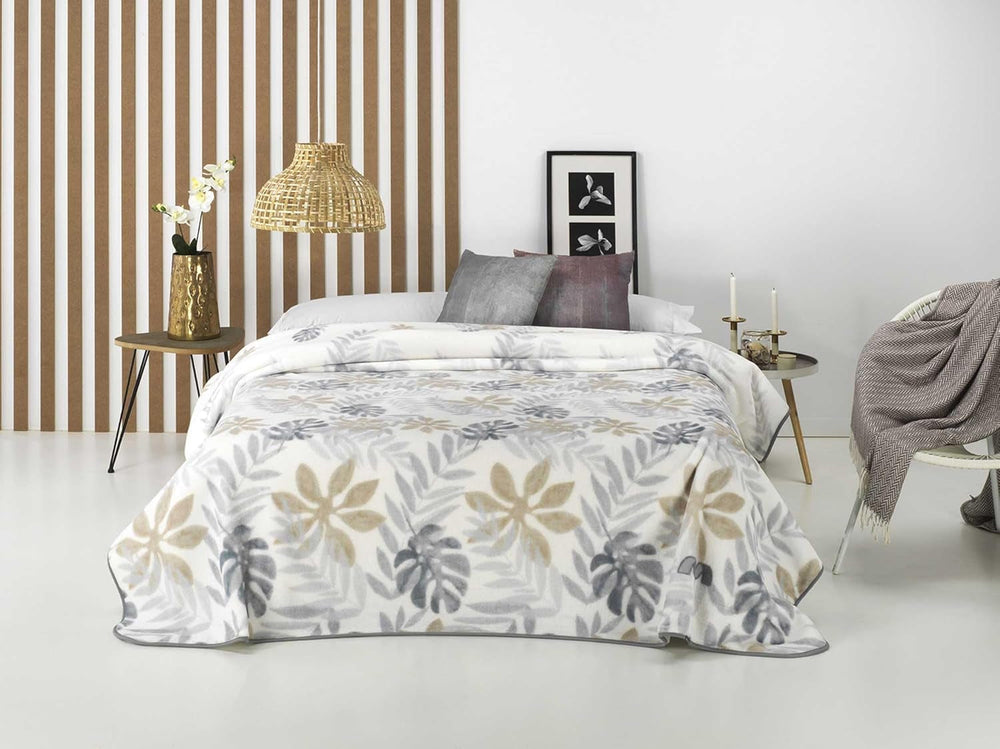 Manta Estampada, Gran Volumen, 100% Poliéster, 450 G/M², Suave, Para Otoño/Invierno, Diseño Harmony N10, 170 X 240 Cm, Para Camas De 90/105 Cm, Gris Naty Shop Edredones Y Edredones Gris 170X240 Cm - Cama De 90/105 Cm