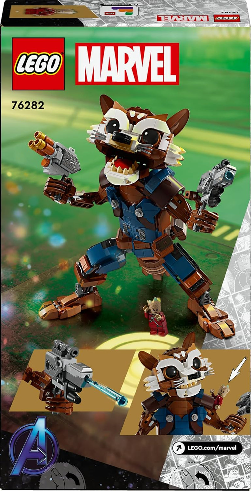 LEGO Marvel Rocket & Baby Groot, jucărie construibilă de supererou pentru copii din Gardienii Galaxiei de la Marvel Studios, figură pentru jocuri de rol, cadou pentru băieți și fete de la 10 ani 76282 Seturi de constructie Besuche den LEGO-Store
