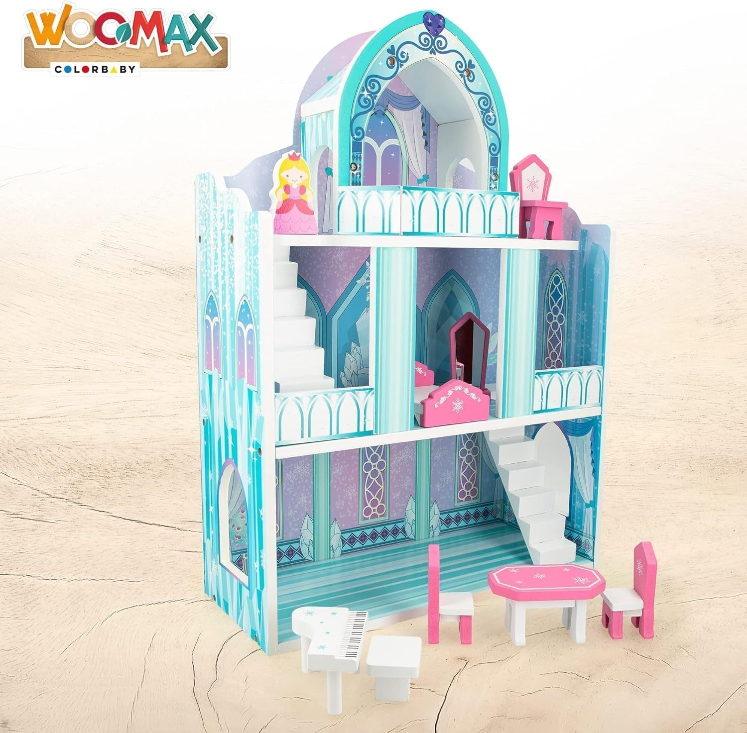 Colorbaby WOOMAX 49314 - Încuietoare din lemn 37 X 15 X 53,5 Cm +3A Casute de papusi Naty Shop