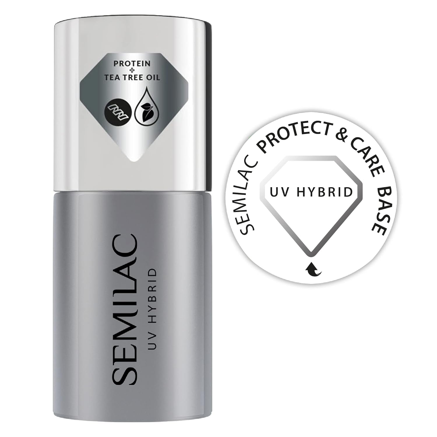 Semilac Pure & Clean base de esmalte de uñas UV 7ml – Base híbrida autonivelante para uñas sensibles