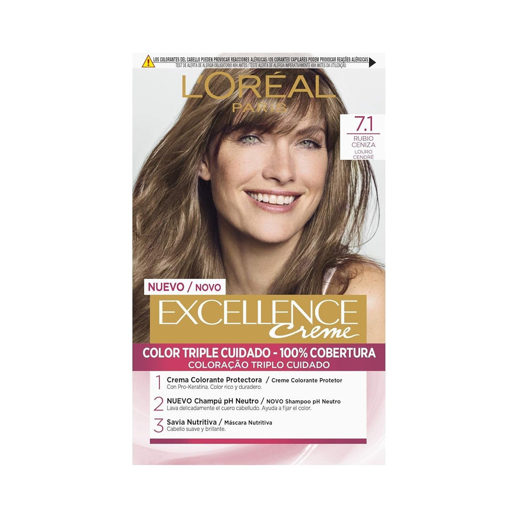 L'Oreal Excellence Creme N.1 Vopsea pentru par Naty Shop 7.1 Cenușă blondă 1 bucată (pachet de 1)