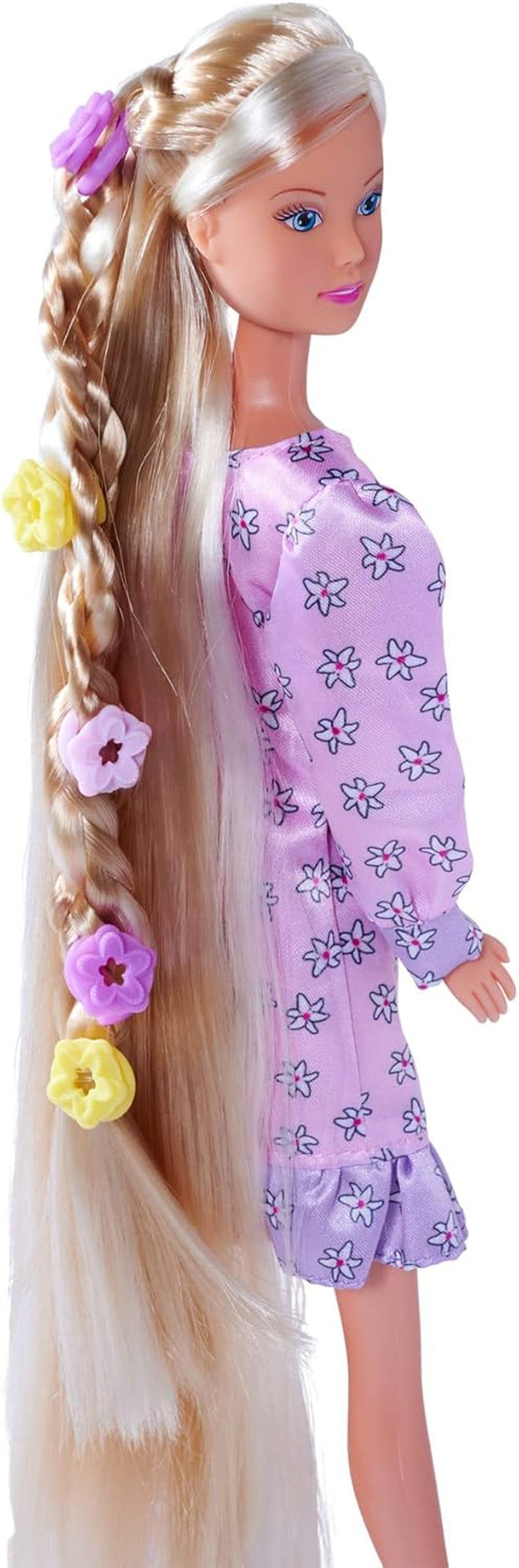 Simba 105733640 - Steffi Love Flower Hair, păpușă cu păr extra lung, include 6 agrafe, accesoriu pentru împletituri și pieptene, 29 cm, vârste 3+