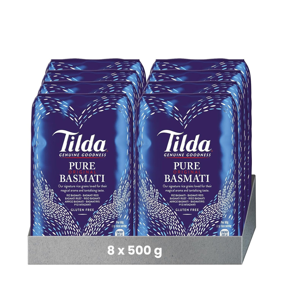Arroz basmati puro original Tilda, paquete de 8 (8x500g)