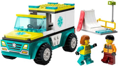 LEGO City Ambulancia y snowboarder, set de juego de ambulancia con coche de juguete y 2 minifiguras, figura de snowboarder y paramédico, regalo imaginativo para niños y niñas a partir de 4 años 60403 Juegos de construcción Besuche den LEGO-Store