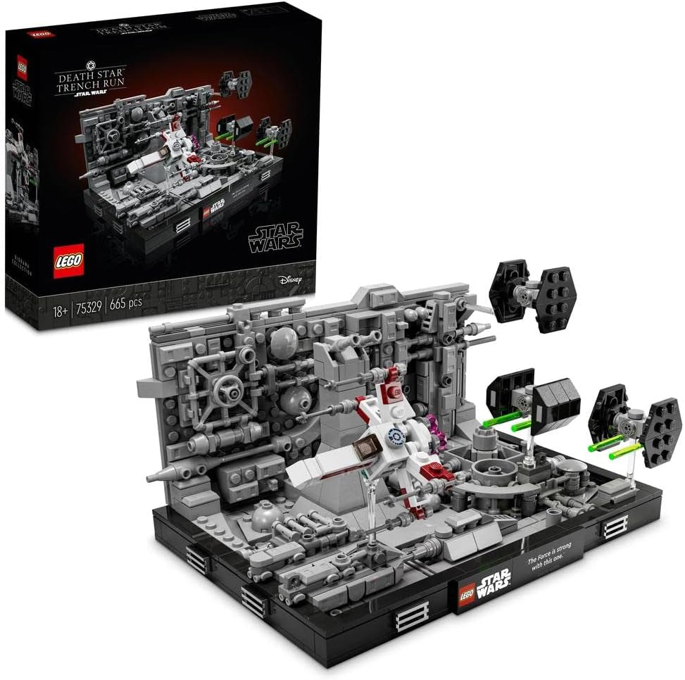 LEGO 75329 Star Wars Death Star Trench Run Diorama Set, kit model pentru adulți cu X-Wing-ul lui Luke Skywalker, merchandise pentru fani din A New Hope, decorare cameră, cadou Seturi de constructie Besuche den LEGO-Store Singur