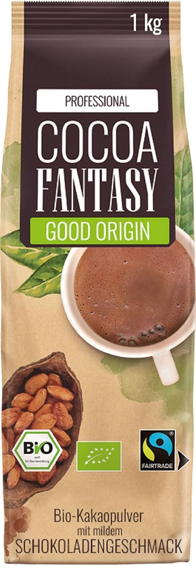 Cacao Fantasy Hot Choc Powder, 1 kg de cacao en polvo para chocolate caliente, 15% contenido de cacao Naty Shop