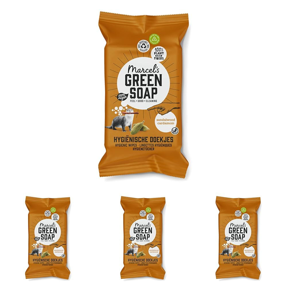 Toallitas húmedas para manos Marcel's Green Soap, paquete de 60, vainilla y flor de cerezo, a base de plantas, orgánicas