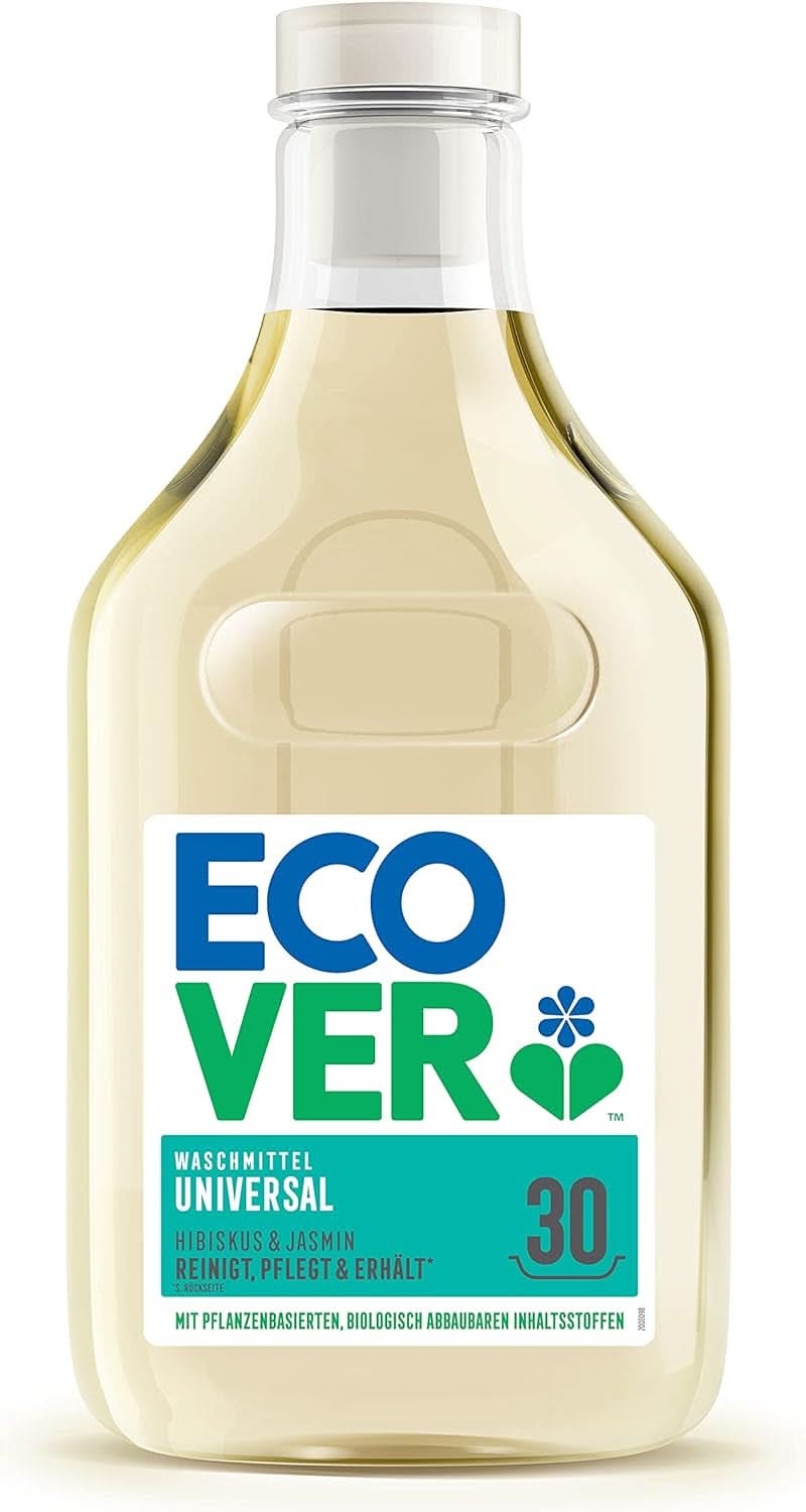 Detergente universal para ropa Ecover Hibiscus & Jasmine (5L/100 lavados), Detergente líquido con ingredientes de origen vegetal, Naty Shop Detergente nutritivo para conservar y proteger la ropa