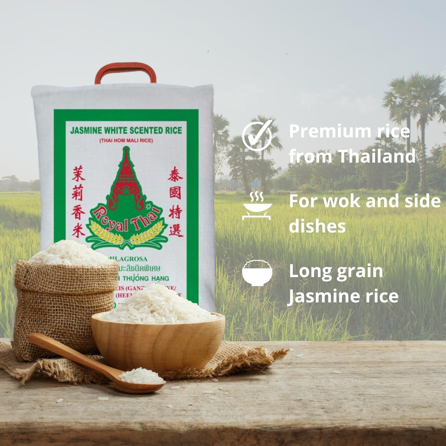 ARROZ ROYAL THAI - Arroz de grano largo perfumado con jazmín - 1 x 10 kg