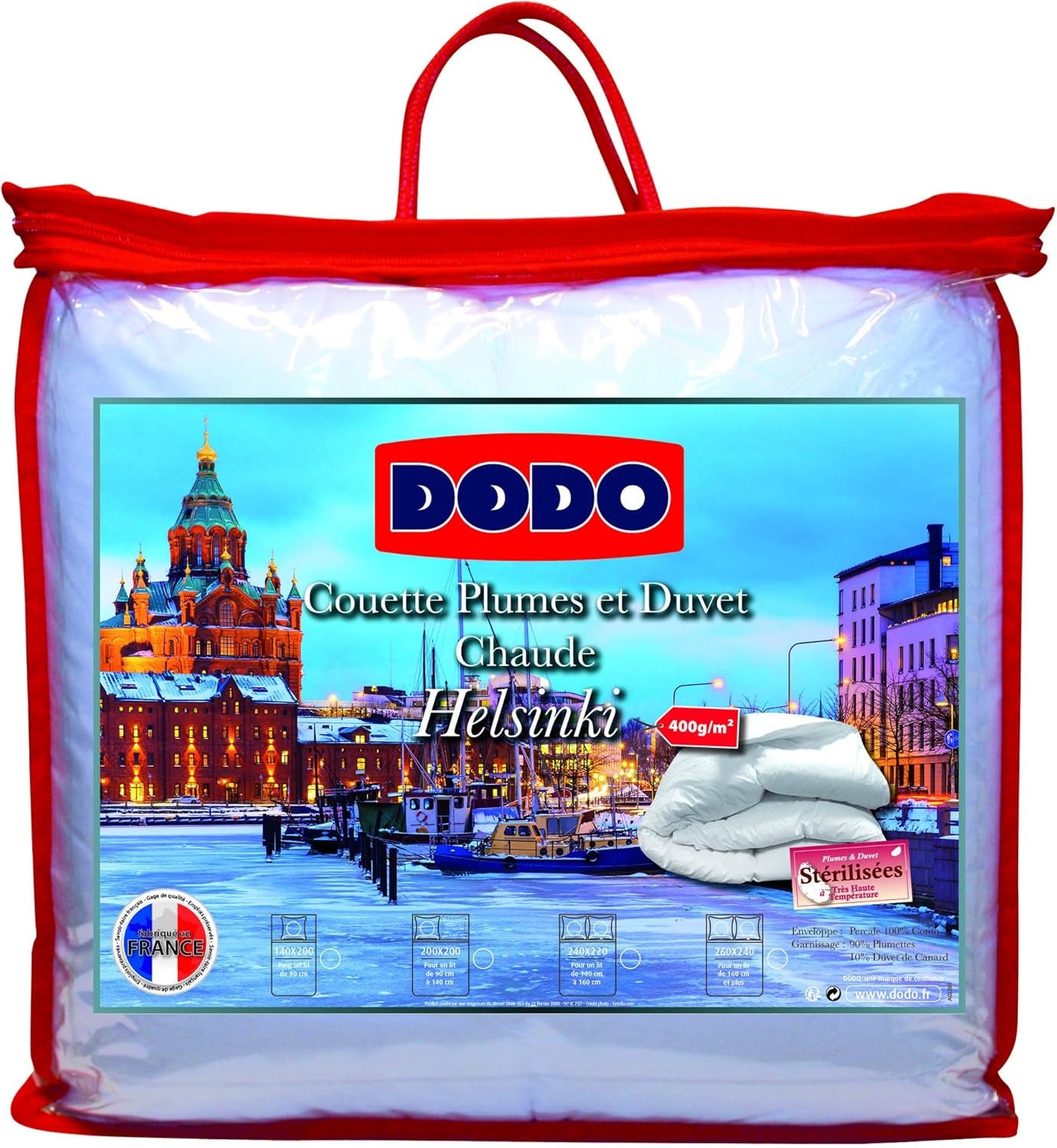 DODO 40381220 Manta Helsinki, material exterior algodón percal, relleno plumón de pato/piel, 240 Cm 220 Cm, blanco Edredones y edredones Naty Shop
