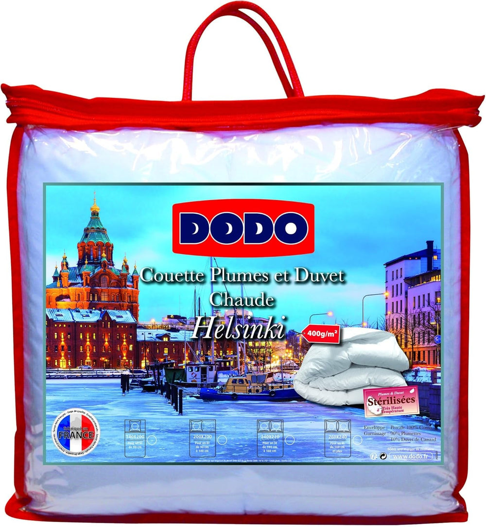DODO 40381220 Manta Helsinki, material exterior algodón percal, relleno plumón de pato/piel, 240 Cm 220 Cm, blanco Edredones y edredones Naty Shop