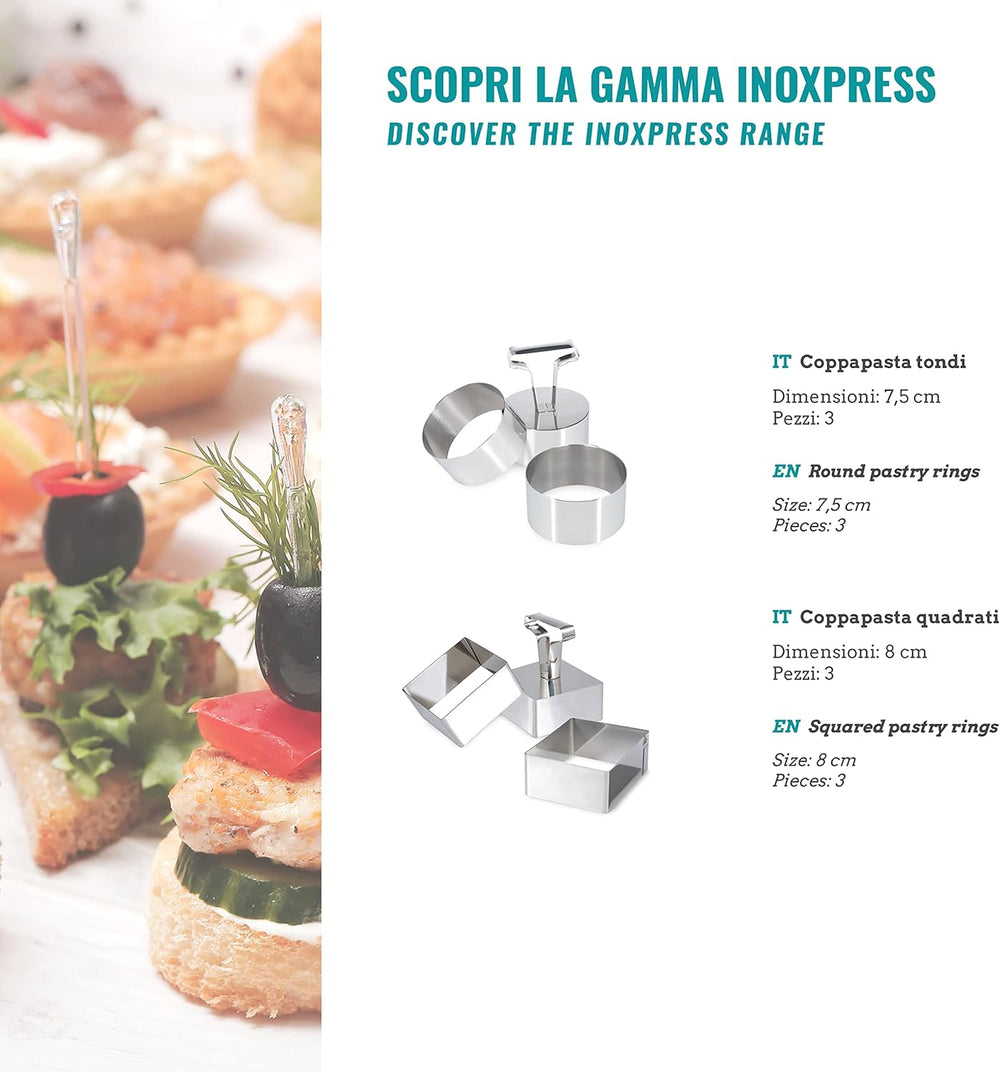 Forme de biscuiți, 3 bucăți, rotunde, oțel inoxidabil - 8 x 8 x 4 cm
