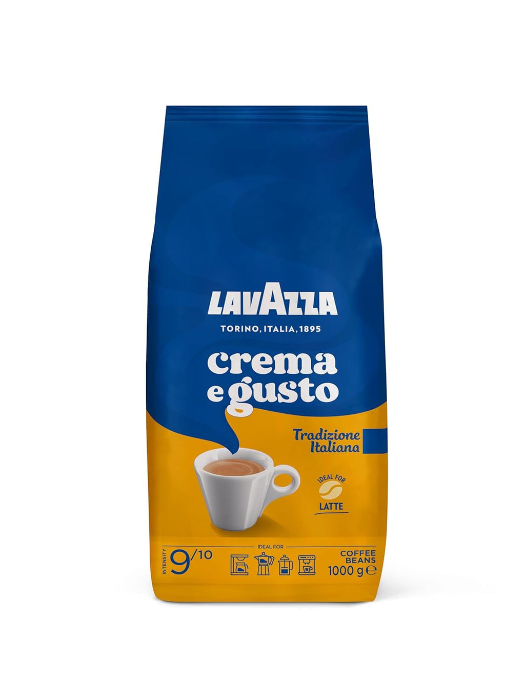 Lavazza, Crema E Aroma, boabe de cafea Arabica și Robusta, ideale pentru mașinile Espresso Cafea Naty Shop 1 Kg Crema E Gusto