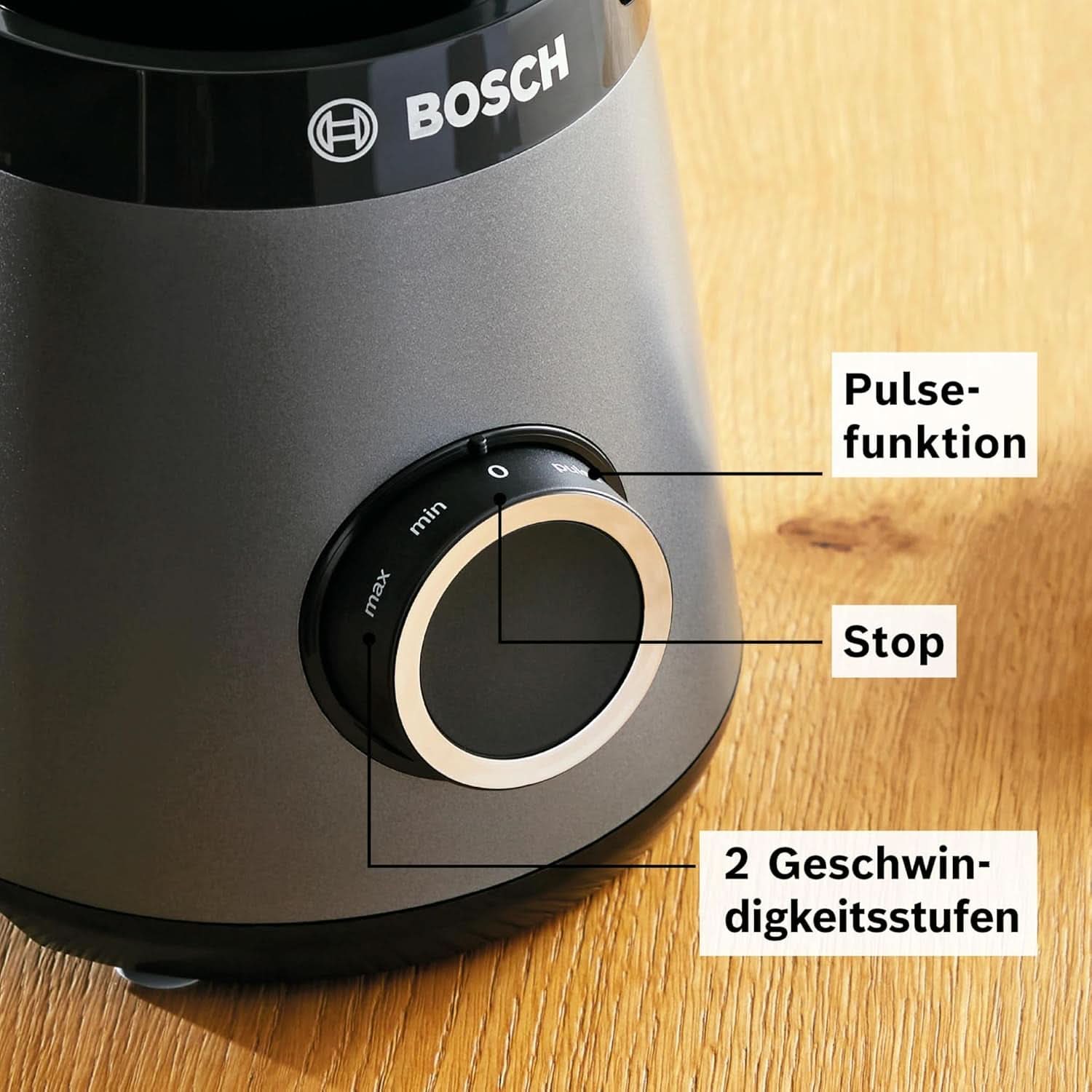 Bosch Batidora amasadora Vitapower Serie 4 MMB6174SN, Verbesserte Version, Hochwertige Edelstahl-Klingen, 1.5L Glassbehälter, 0.6L To-Go-Flasche, Spülmaschinenfeste Teile, 30.000 U/Min, 1200 W, Silver Kitchen Naty Shop