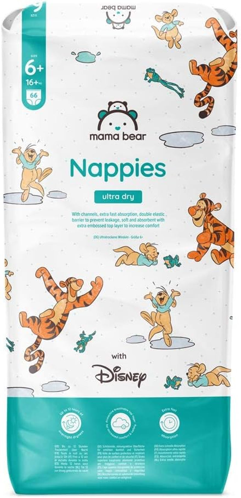 Marca Amazon: Mama Bear Disney Pañales ultra secos, tamaño 3 (4-9 kg) - Caja mensual, blanco, 172 unidades (2 paquetes de 86)