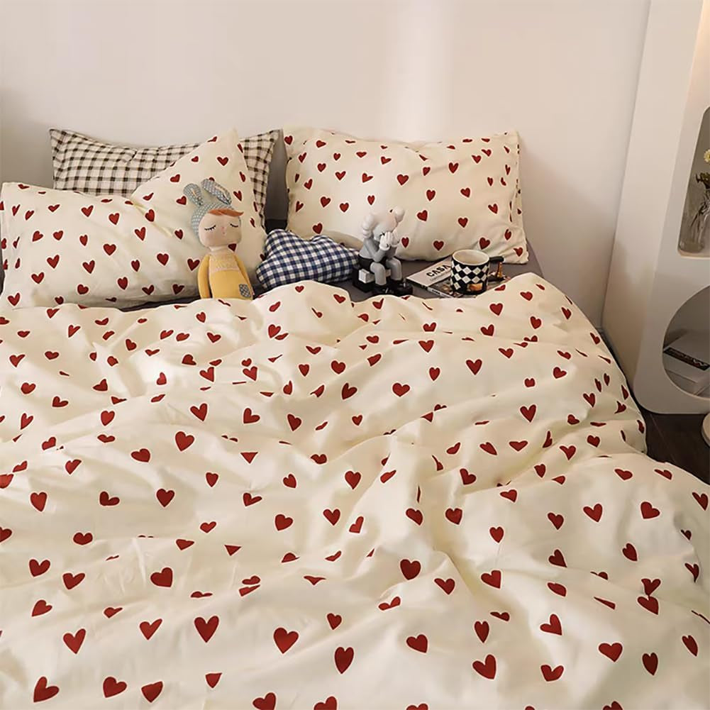 Ashanlan Mädchen Rosa Bettwäsche Schmetterling 135 X 200 Kinderbettwäsche Pink Bunt Butterfly 100% Mikrofaser Kinder Bettbezug Mit Kissenbezug 80X80 Naty Shop Weiß Mit Roten Herz 135X200 + 50X75 Cm