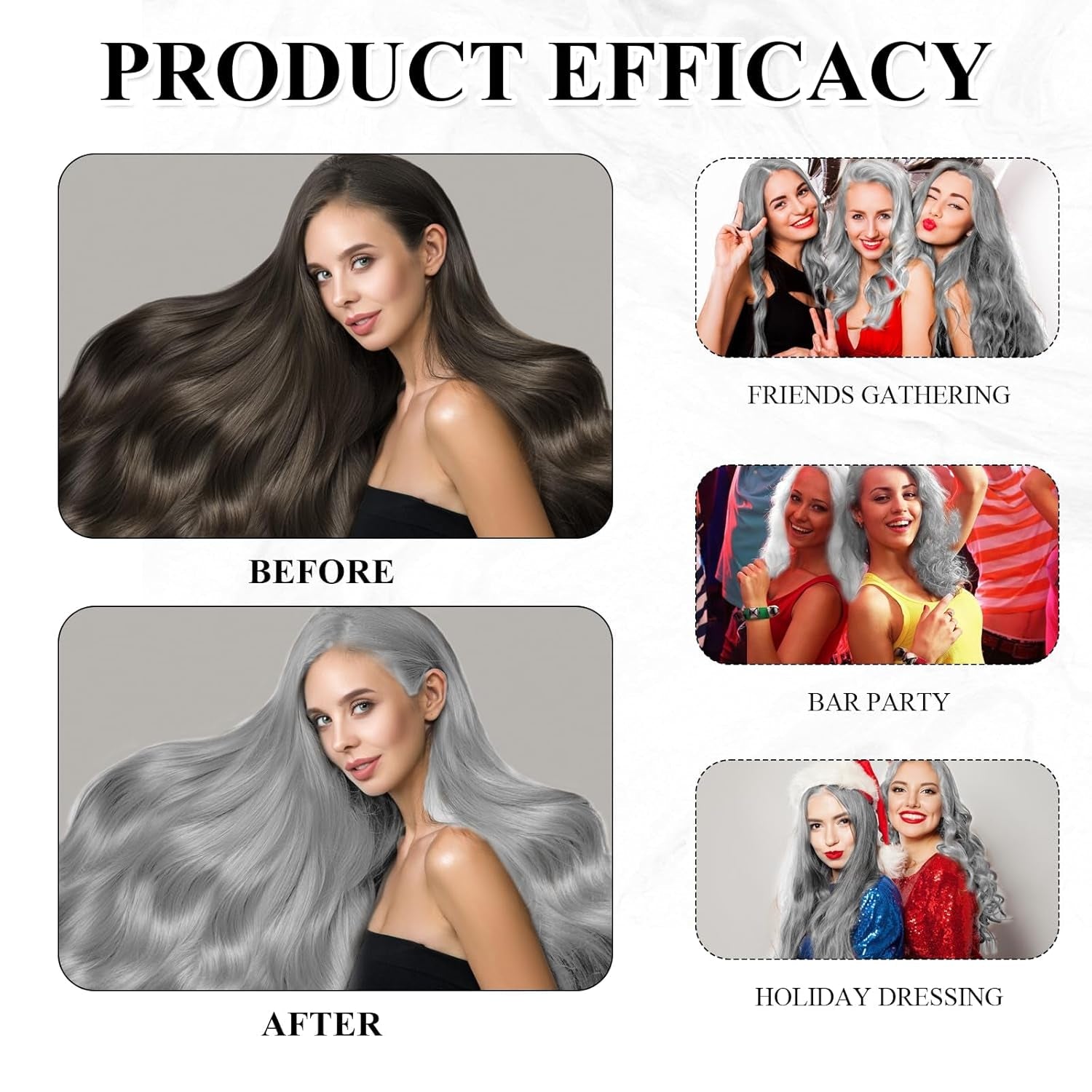 Vopsea de păr Grey Silver Natural Silver Gray Hair Dye Cream, Grey Hair Dye Cream Silver Gray, Silver Gray Natural Hair Dye Cream Grey Hair Dye pentru toate tipurile de păr cu 1 Scalp Massager (100ml) Vopsea pentru par Naty Shop