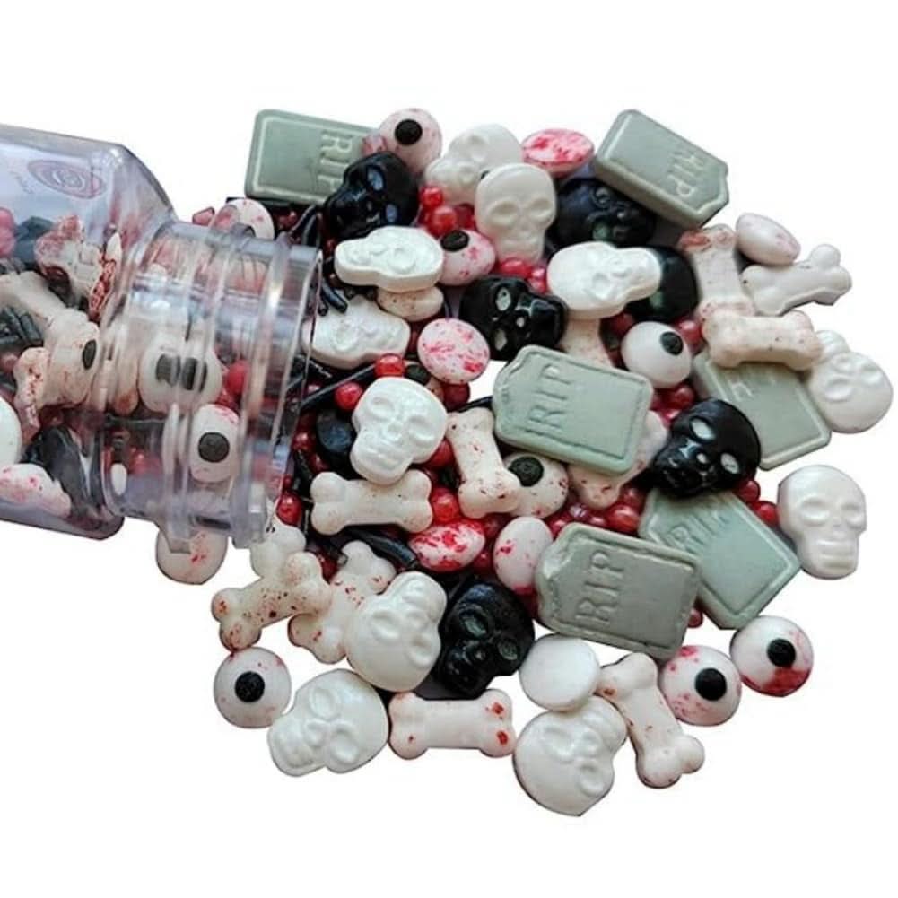 Adornos comestibles, caramelos y confites, para Halloween, 100 gramos Sprinkles Naty Shop Lápida de Halloween