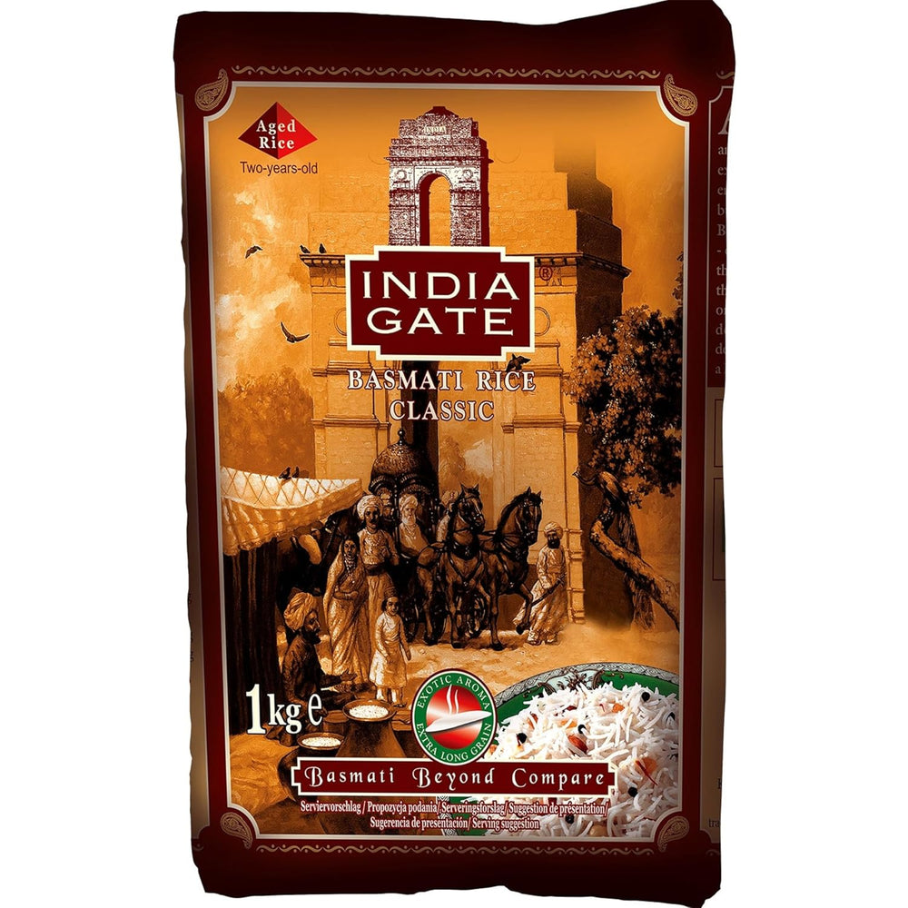 INDIA GATE Arroz Basmati Premium – Arroz fino y aromático de grano largo de la India, grano fino y largo (1 x 5 kg)