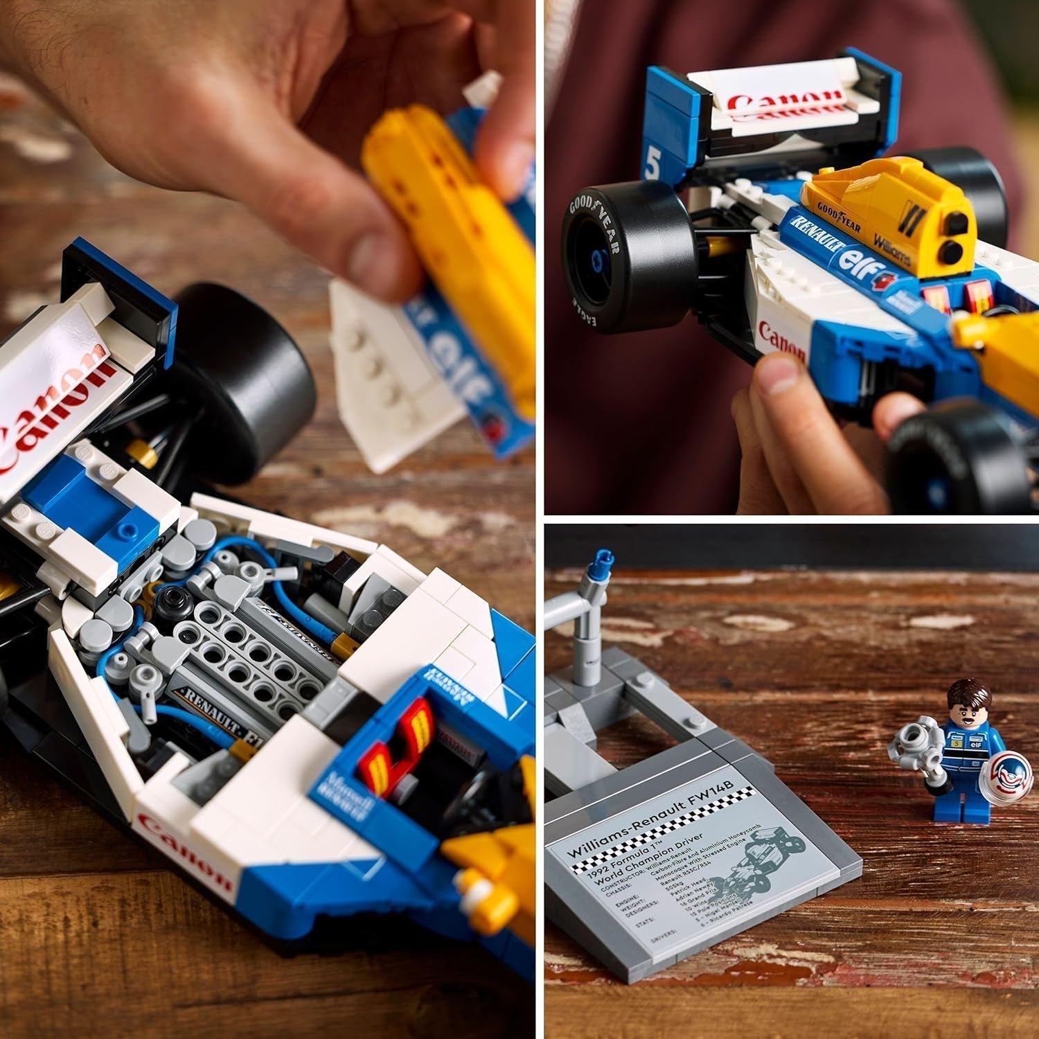 LEGO Icons Williams Racing FW14B con Nigel Mansell - Set de modelo de auto F1 con minifiguras de pilotos de carreras para coleccionar - Decoración de escritorio con soporte - Regalo para adultos y adolescentes fanáticos de los deportes de motor 10353 Juegos de construcción Besuche den LEGO-Store
