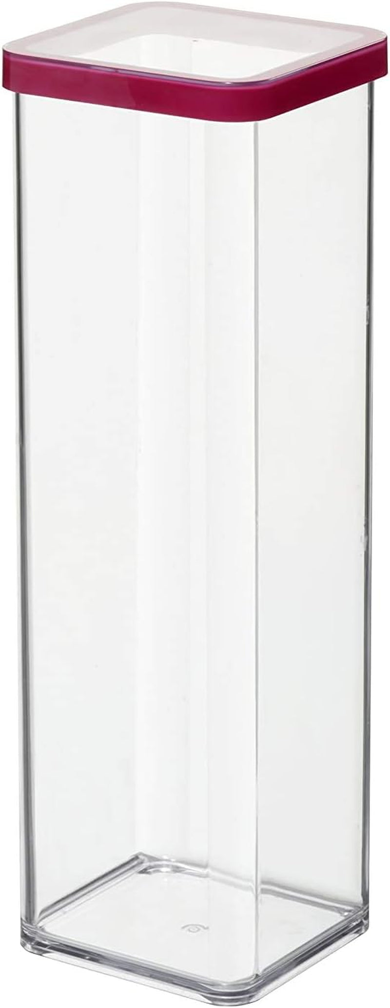 Rotho Loft set de 5 borcane de depozitare cu capac, diferite dimensiuni, plastic alimentar (PP) fără BPA, transparent/roșu, (21,4 x 21,4 x 23,5 cm) Cutii depozitare alimente Naty Shop 2 L pătrat