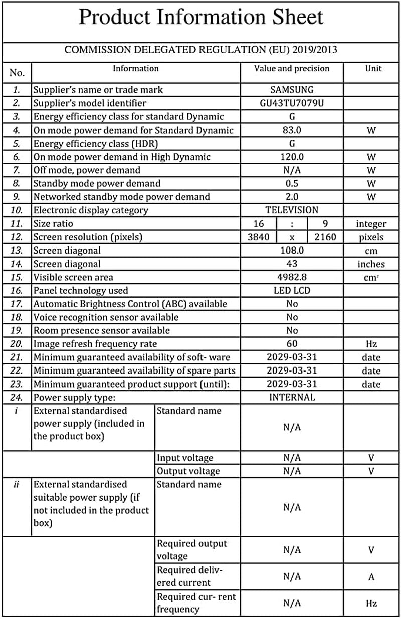 Televizor LED Samsung TU7079 de 108 cm (43 inch) (Ultra HD, HDR 10+, tuner triplu, Smart TV) [Anul modelului 2020]