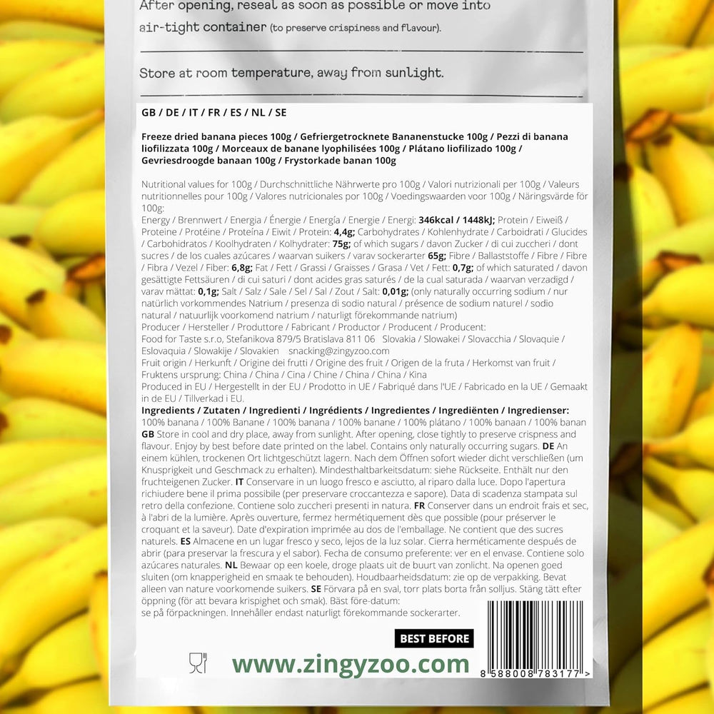 Banane uscate la congelator | Pachet 120g Banane uscate fără zahăr | Banană uscată la congelator | Banane cu fructe uscate | Banane proaspete uscate la congelator | Felii de banane cu fructe uscate la congelator Produse deshidratate Naty Shop