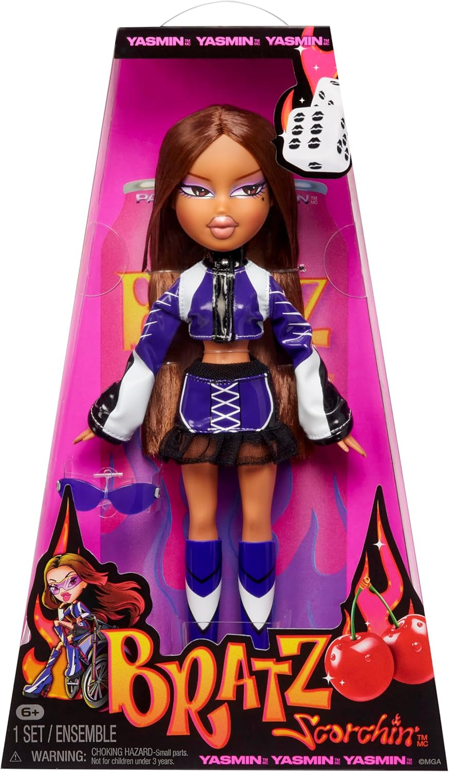 Bratz Scorchin' Sasha - Enthält 1 Modepuppe mit Outfit und Zubehör, Motorsport-Inspirierte Puppen, Niedliches Spielzeug für Mädchen