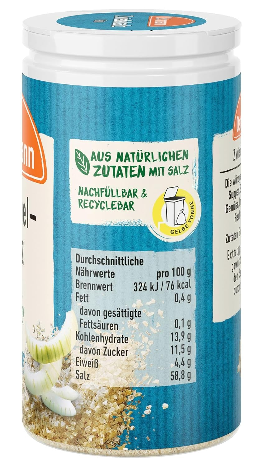 Ostmann Gewürze - Zwiebelsalz | Embalaje completo y reciclable | 60 g en Der Streudose