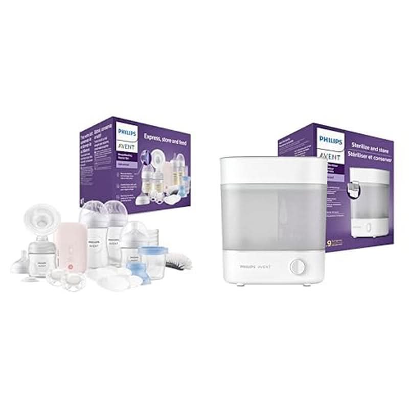 Sacaleches eléctrico Philips Avent, set de regalo Accesorios Alimentación y Lactancia Baby Naty Shop Paquete con esterilizador Sacaleches Avent