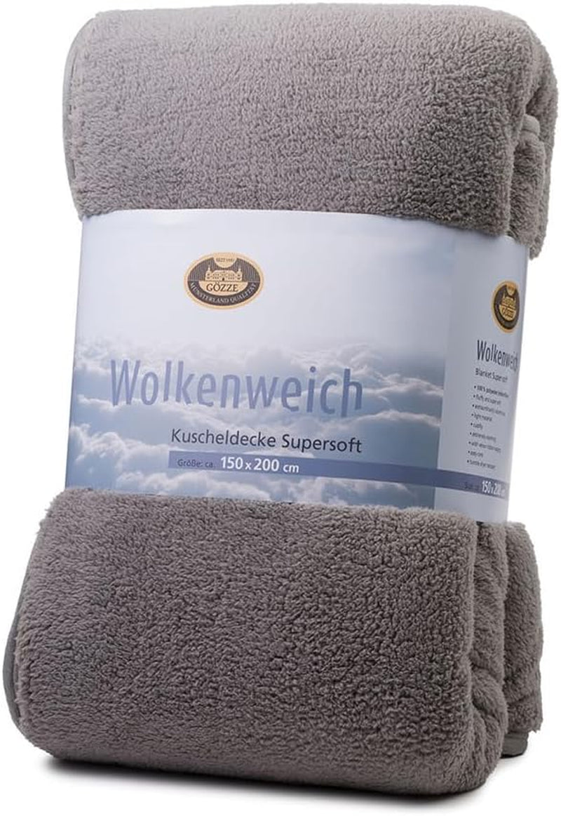 Gözze - Cloud pătură moale cuddly, imitație de piele de oaie, 100% poliester (microfibră), 150 X 200 Cm - Camel Plapumi si pilote Naty Shop argint