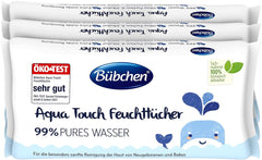 Bübchen Aqua Touch Toallitas húmedas para bebés 144 piezas (3 x 48) - Toallitas para el cuidado de la piel sensible con 99% de agua pura, toallitas húmedas para recién nacidos y bebés