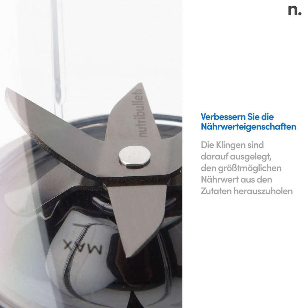 Batidora personal Nutribullet, batidora de larga duración para porciones, 1000 vatios y motor ligero, vaso de 900 ml con Tritan Renew, batidora táctil Leuchtende, Dunkel Grau Bucatarie Naty Shop