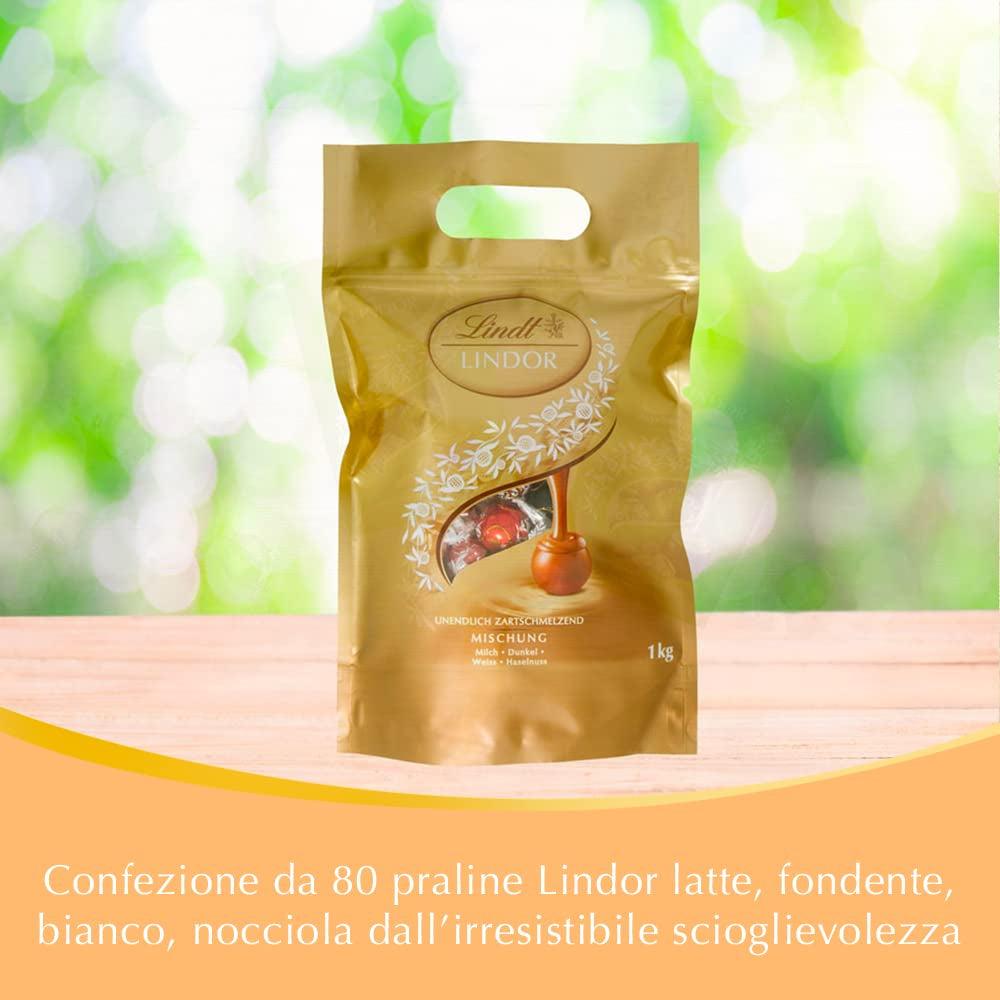Mezcla de chocolate LINDOR | 1371 gramos | Aprox. 109 bolas: Mezcla clásica para bolas de chocolate con leche y LINDOR | Aprox. 80 bolas de chocolate (con leche, blanco, negro 60%, avellana) | Paquete a granel, 1 kg