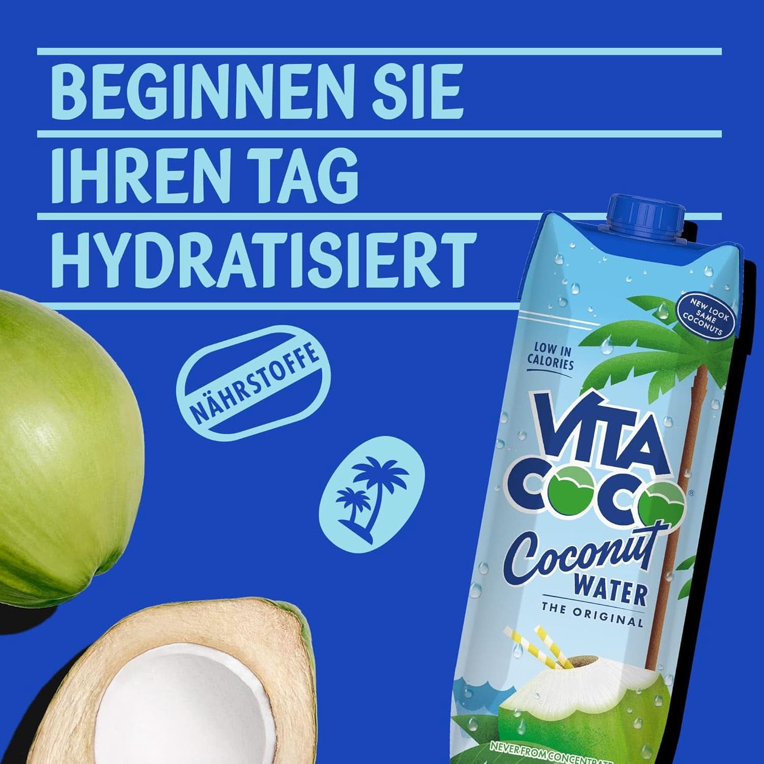 Vita Coco Agua Pura de Coco 6 x 1 litro, crema hidratante natural con electrolitos, sin gluten, llena de vitamina C y potasio Naty Shop