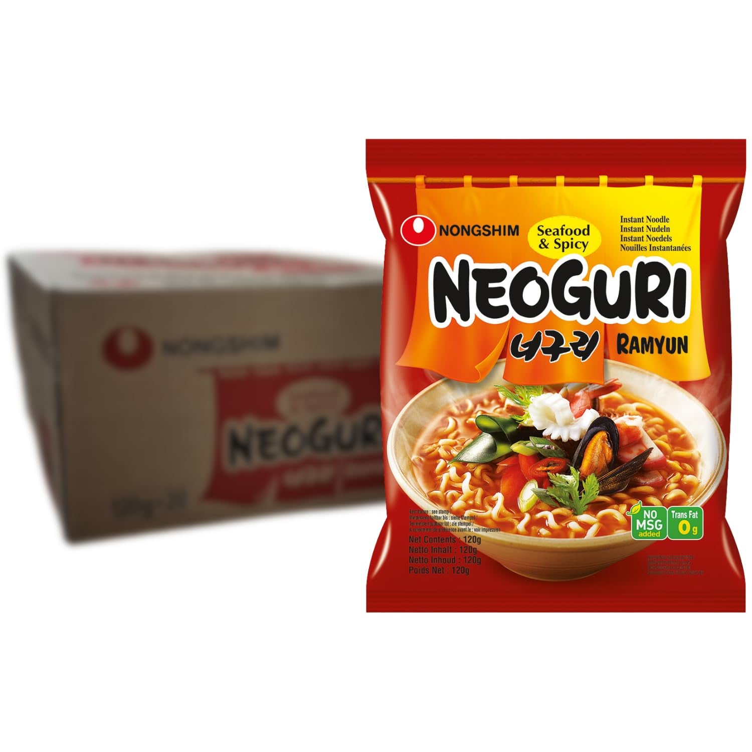 Instant Noodles Nong Shim Kimchi Ramyun Tazón grande - Sopa de ramen coreana - Preparación rápida - 1 paquete 112 g