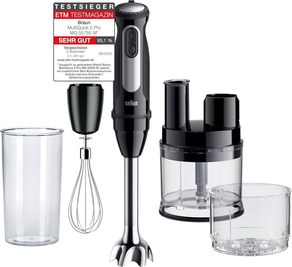 Braun Stabmixer MQ 5200WH - Multiquick 5 Vario Pürierstab Mit Edelstahl Mixfuß, 1000 Watt, Inkl. 600 ml Mix- & Messbecher, Weiß/Grau Kitchen Naty Shop Versión 2024 – Mini Küchenmaschine