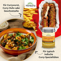 Herbaria Good Old Mild Curry bio 80g M-Dose – Currypulver, Currymischung - Bio-Gewürzmischung für klassische Curry-Spezialitäten z.B. Currywurst - erlesenen Ingrediente en nachhaltiger Aromaschutz-Dose