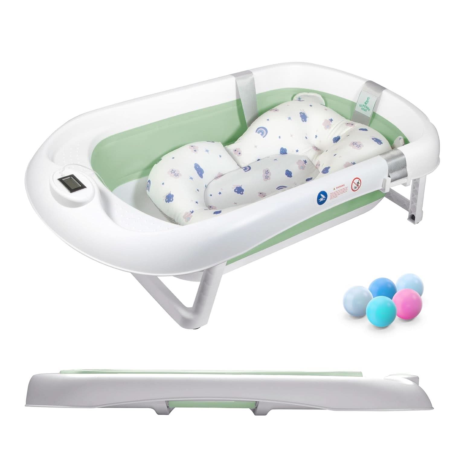 Bañera plegable para bebés con almohada de baño y termómetro integrado Madre e Hijo Naty Shop