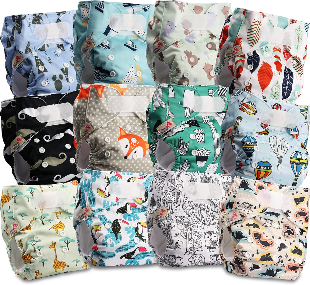 Littles and Bloomz Pañal reutilizable FLV2-0602, cierre de gancho y bucle estándar, 6 pañales