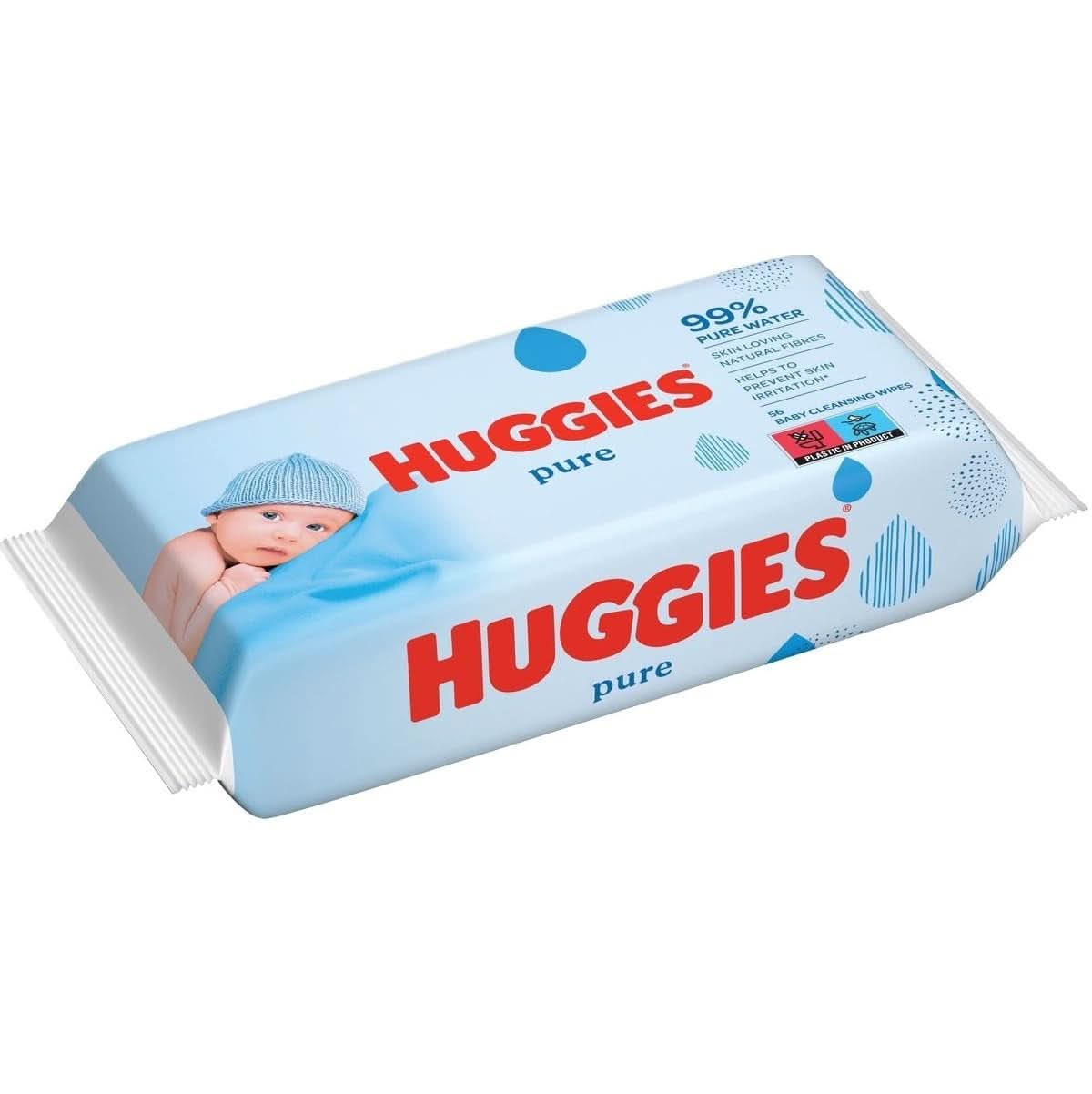 Toallitas húmedas para bebé Huggies Pure, paquete de 18 (1008 toallitas en total), 99 % de agua pura, sin fragancia para una limpieza y protección suaves Toallitas húmedas para bebés Naty Shop