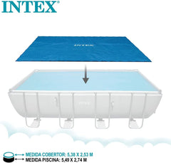 Funda de colchón Intex Ultra Frame rectangular 549 x 274 cm, grosor 160 micras, dimensiones de fabricación: 538 x 253 cm, 28016, azul