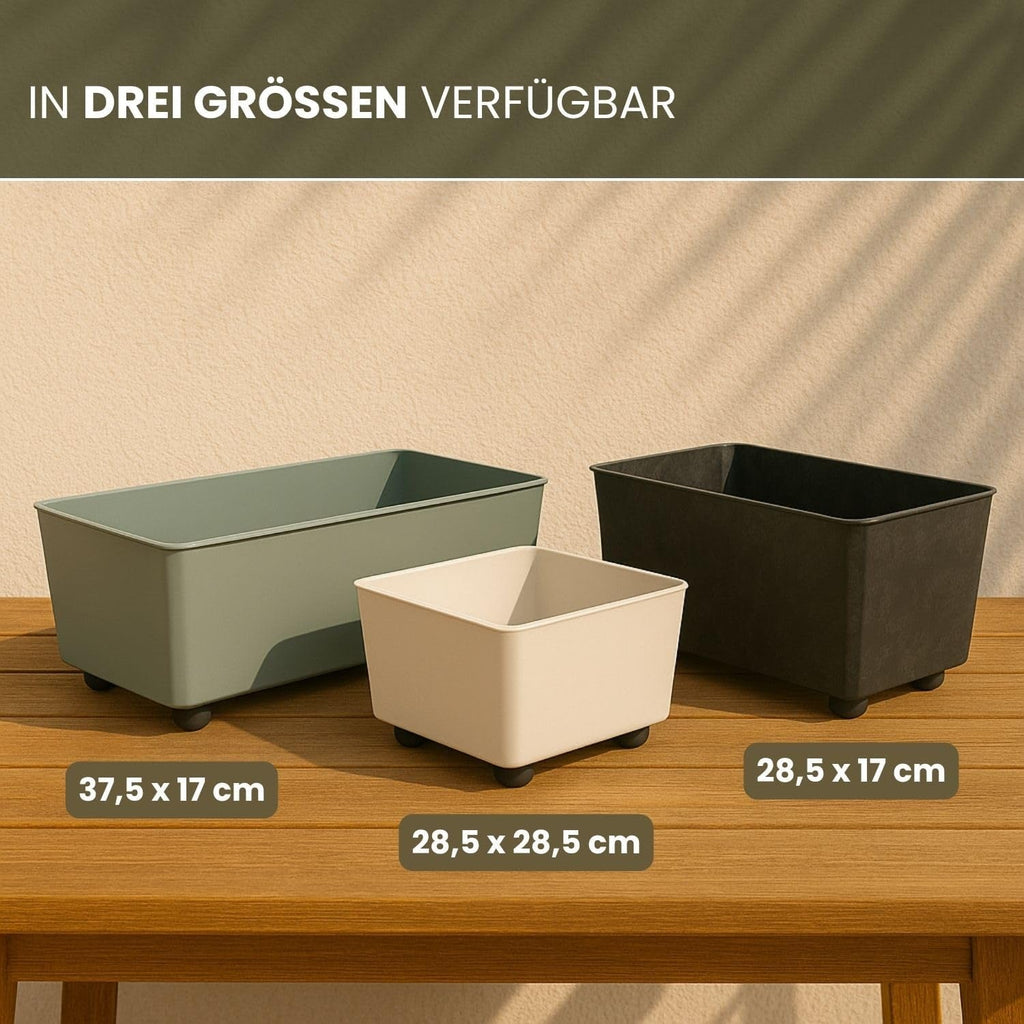 Jardinieră dreptunghiulară LAMELA cu picioare elegante – Ghiveci gri cu aspect de beton, fabricat din plastic robust, 37x17 cm, 6L – Rezistent la intemperii și ușor de curățat – Pentru interior și exterior