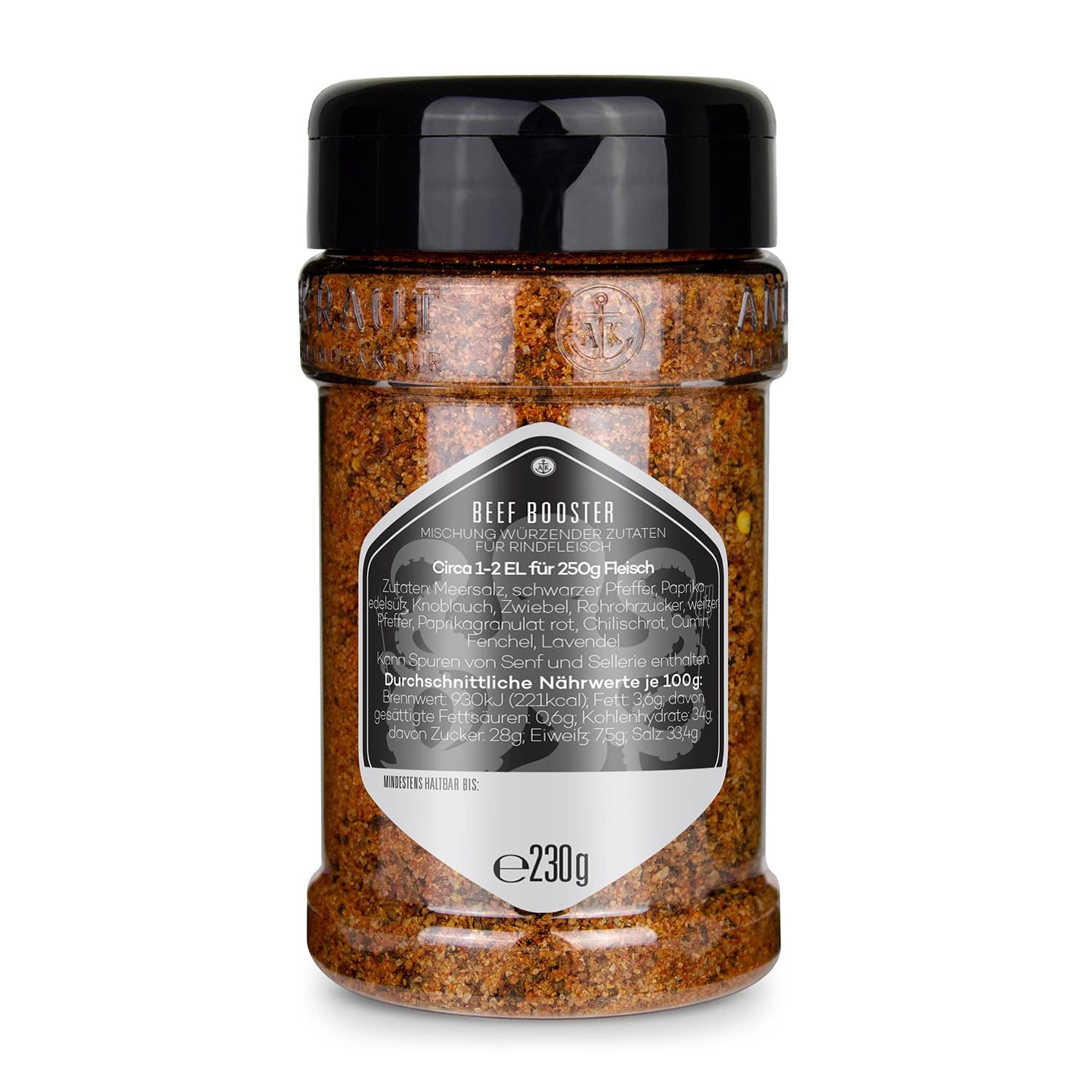 Ankerkraut Beef Booster, pechuga y filete Gewürz, Gewürzmischung für Fleisch, 230 g en Streuer
