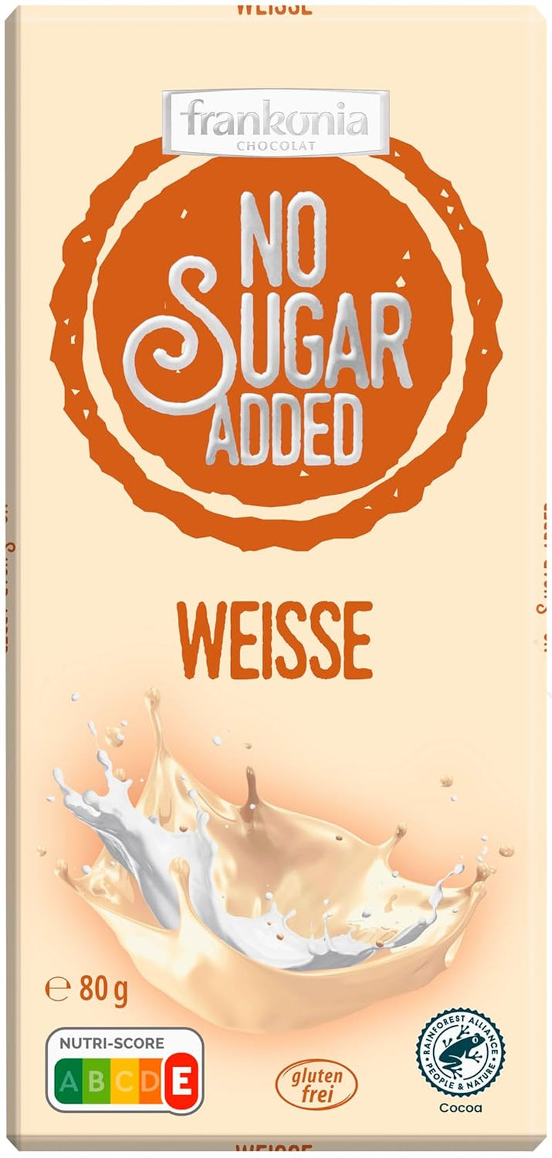 frankonia CHOCOLATE SIN AZÚCAR AÑADIDA Chocolate blanco sin gluten, 80 g