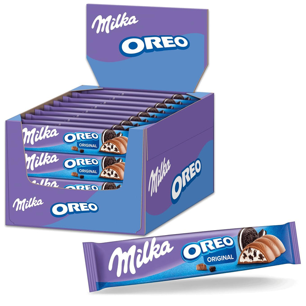 Barritas de chocolate Milka – Chocolate con leche alpino con trozos de galleta de cacao y relleno de fina crema de leche – 36 x 37g