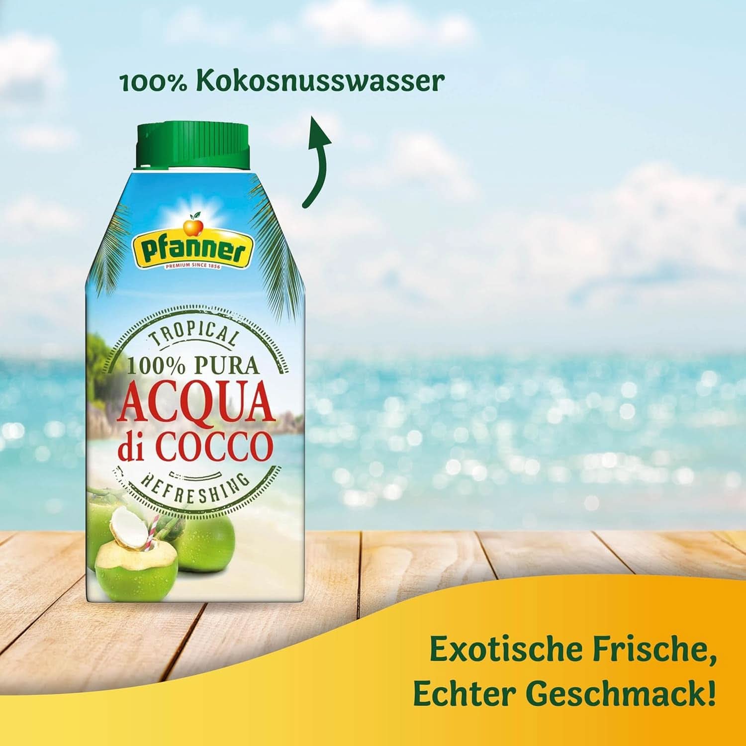 Bebida de agua de coco Pfanner (8 X 500 ml) - Agua de coco sin azúcar Naty Shop